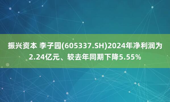 振兴资本 李子园(605337.SH)2024年净利润为2.24亿元、较去年同期下降5.55%