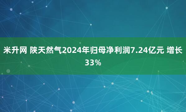 米升网 陕天然气2024年归母净利润7.24亿元 增长33%